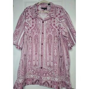 Montique  Men's White And Maroon Paisley Pattern 100% Polyester Shirt size 3XL